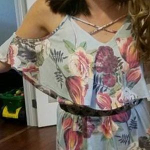 Mint green floral flowy dress